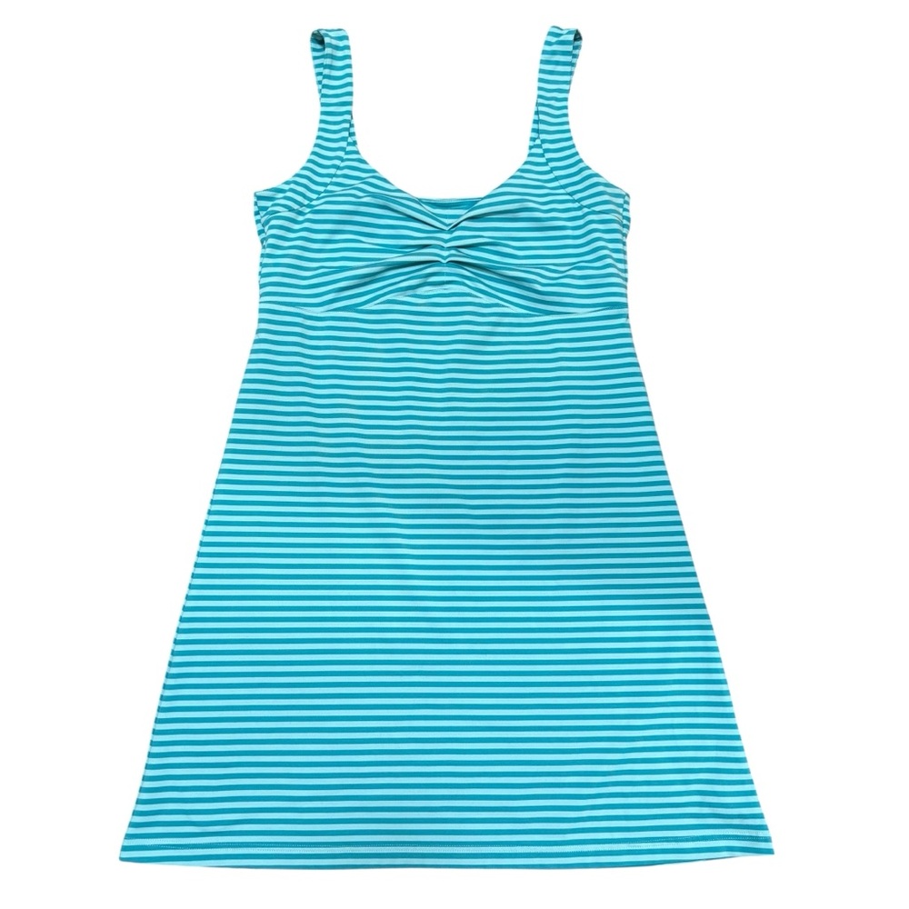 Alpine Design striped tank dress teal women’s size L casual active a-line sporty